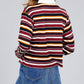 Ladies fashion plus size long sleeve multi striped dty brushed shirts
