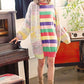 Multi-colored Striped Knit Sweater Dress