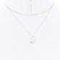 2 Layered Chain Metal Square Marbling Stone Pendant Necklace
