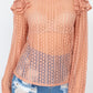 Sheer Crochet Lace Ruffled Top