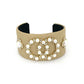 Fashion Pearl Double Round Studded Faux Leather Cuff Bracelet