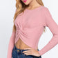 Crew Neck Knotted Crop Sweater