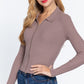 Notched Collar Zippered Sweater