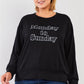 Black "monday Sunday" Print Long Sleeve Relaxed Sweatshirt Top