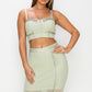 Studded Stone Cami Top & Slit Mini Skirts Set