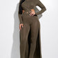 Solid Heavy Rayon Spandex Long Sleeve Crossed Over Long Top And Leggings 2 Piece Set