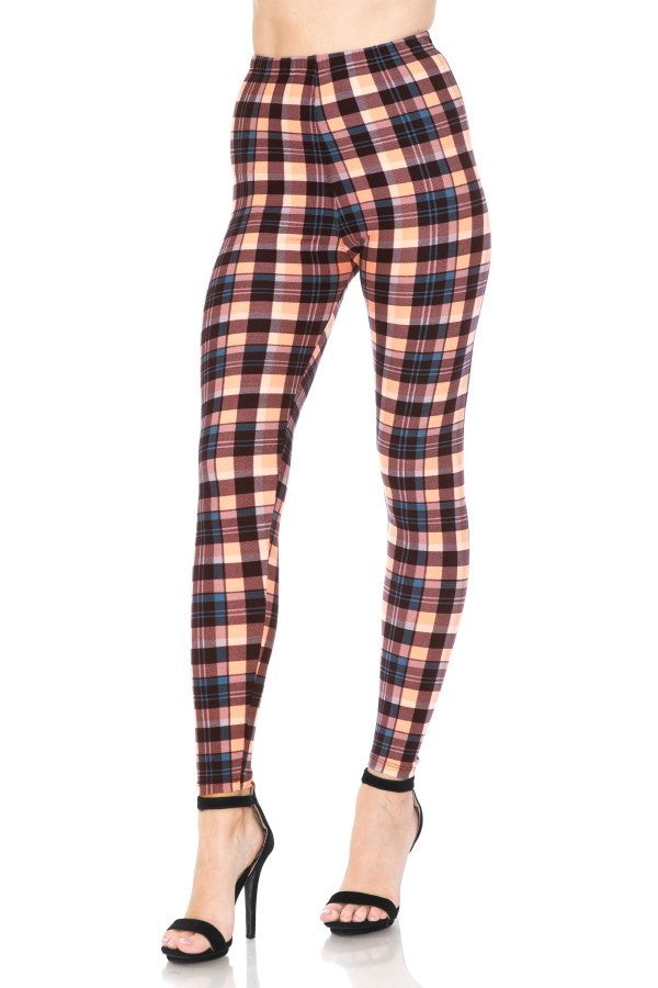 Multi Printed, High Waisted, Leggings With An Elasticized Waist Band