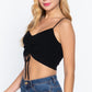 Front Ruched Detail Sweater Knit Crop Cami Top