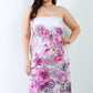 Plus Pink Flower Print Sleeveless Midi Dress