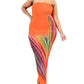 Plus Sleeveless Color Gradient Tube Top Maxi Dress