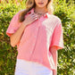 Collar Neck Button Down Front Pockets Solid Cotton Gauze Top