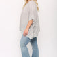 Light Knit And Woven Mixed Boxy Top With Poncho Sleeve