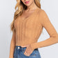 Long Sleeve V-neck Cable Sweater