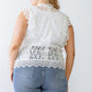 Plus Cotton Floral Lace Embroidery Detail Top