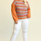 Novelty Knit And Solid Knit Mixed Loose Top With Drop Down Shoulder