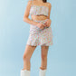 Mint Fuchsia Print Cotton Sleeveless Strappy Crop Top & High Waist Wrap Hem Mini Skirt Set
