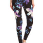 Yoga Style Banded Lined Galaxy Silhouette Floral Print, Full Length Leggings In A Slim Fitting Style With A Banded High Waist