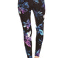 Yoga Style Banded Lined Galaxy Silhouette Floral Print, Full Length Leggings In A Slim Fitting Style With A Banded High Waist