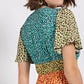 Ditsy floral color block v-neck split button up maxi dress