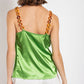 Cowl neck satin camisole with chain strap