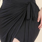 Plus Size Solid Wrap Front Tie Side Midi Dress