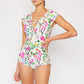 Marina West Swim Bring Me Flowers V-Neck One Piece Swimsuit Cherry Blossom Cream