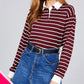 Ladies fashion plus size long sleeve striped dty brushed shirts