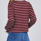 Ladies fashion plus size long sleeve striped dty brushed shirts