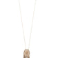 Elognated wrapped gem tassel pendant necklace