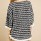 Heathered Striped Knit Bell Sleeve Round Neck Top
