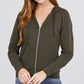 Long Sleeve Zipper French Terry Jacket W/ Kangaroo Pocket