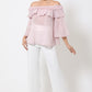 Polka Dot Sheer Off Shoulder Top