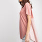 Short Sleeves Rayon Slub Mix And Match Striped Contrast Boxy Top