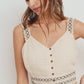 Knit Laced Buttoned Shoulder Strap Top