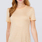Short Sleeve Crew Neck Stripe Rayon Spandex Ringer Knit Top