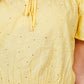 Short Sleeve Off The Shoulder Front Tie Detail Smocked Hem Eyelet Lace Woven Top