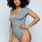 Short Sleeve Hook And Eye Ribbed Knit