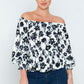 Long Sleeves Off Shoulder Neckline Printed Shirt