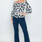 Long Sleeves Off Shoulder Neckline Printed Shirt