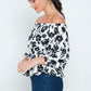 Long Sleeves Off Shoulder Neckline Printed Shirt