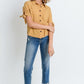 Short Sleeve Button Up Top With Tie Sleeve