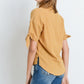 Short Sleeve Button Up Top With Tie Sleeve
