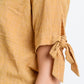 Short Sleeve Button Up Top With Tie Sleeve