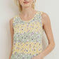 Printed Terry Back Opened Sleeveless Top
