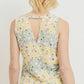 Printed Terry Back Opened Sleeveless Top