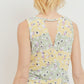 Printed Terry Back Opened Sleeveless Top