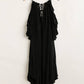 Ruffled Cold Shoulder Maxi Dress With Front Tassel Tie