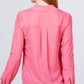 3/4 Roll Up Sleeve Pocket W/zipper Detail Woven Blouse