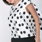 Cascade Ruffle Detail Polka Dot Print Top
