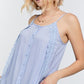 Boho Scallop Lace Trim Detailed Button Down Solid Subtle Textured Slit Side Overlay Layered Cami Top